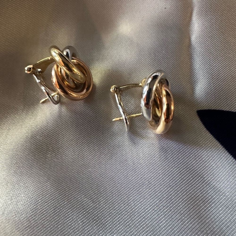 Blue Nile 14K tri-color Italian gold earrings - Picture 8 of 10